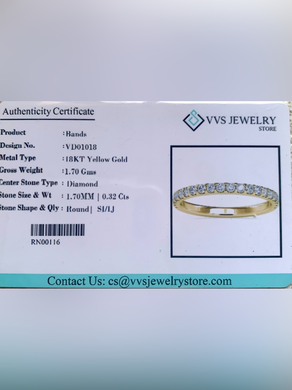 Certified VVS Gems White Diamond 18k Gold Half Eternity Ring Size 7 - Picture 12 of 13